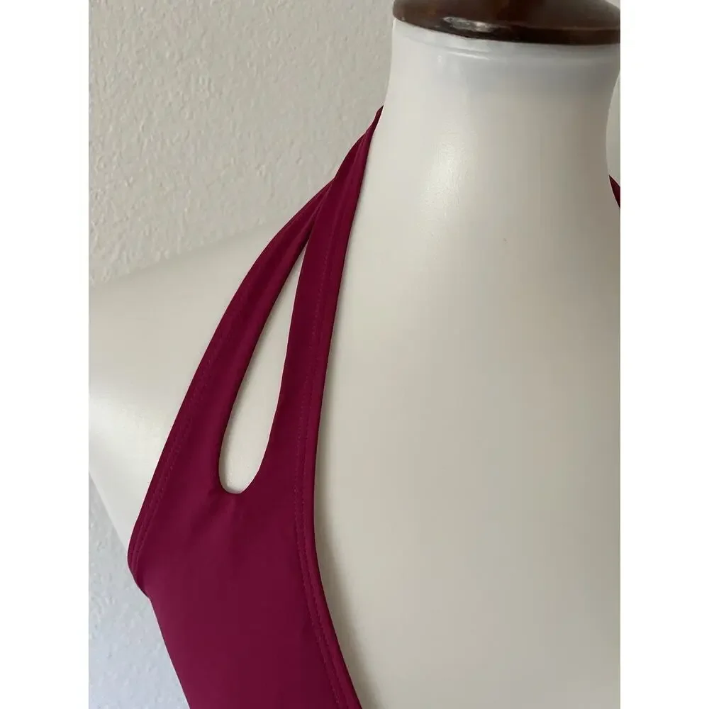 La Blanca Swim Bikini Top Plunge Triangle Cut Out Magenta Swimwear